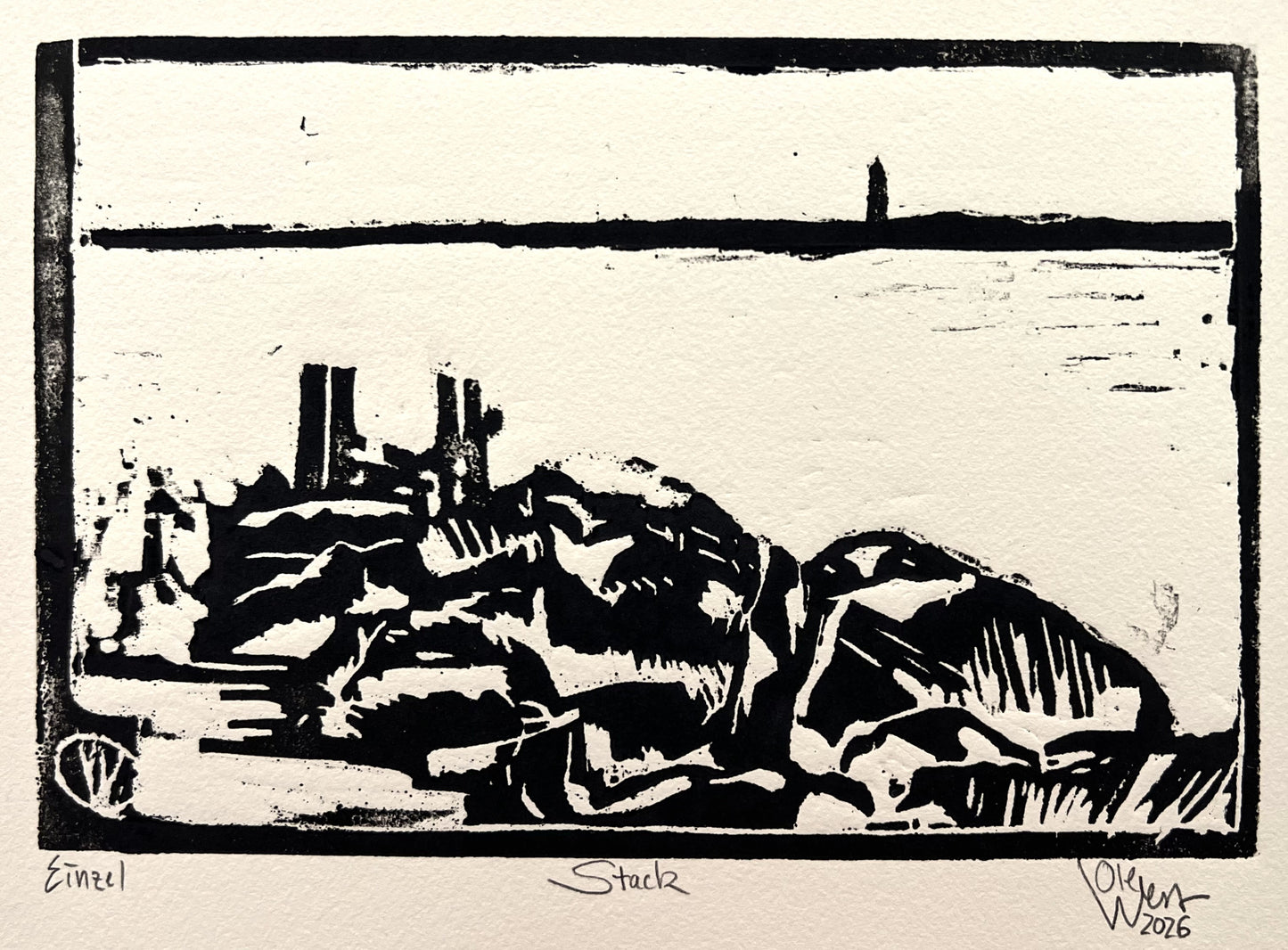 West, Ole, Stack, Einzelabzug, 15 x 22cm, Holzschnitt, 2026
