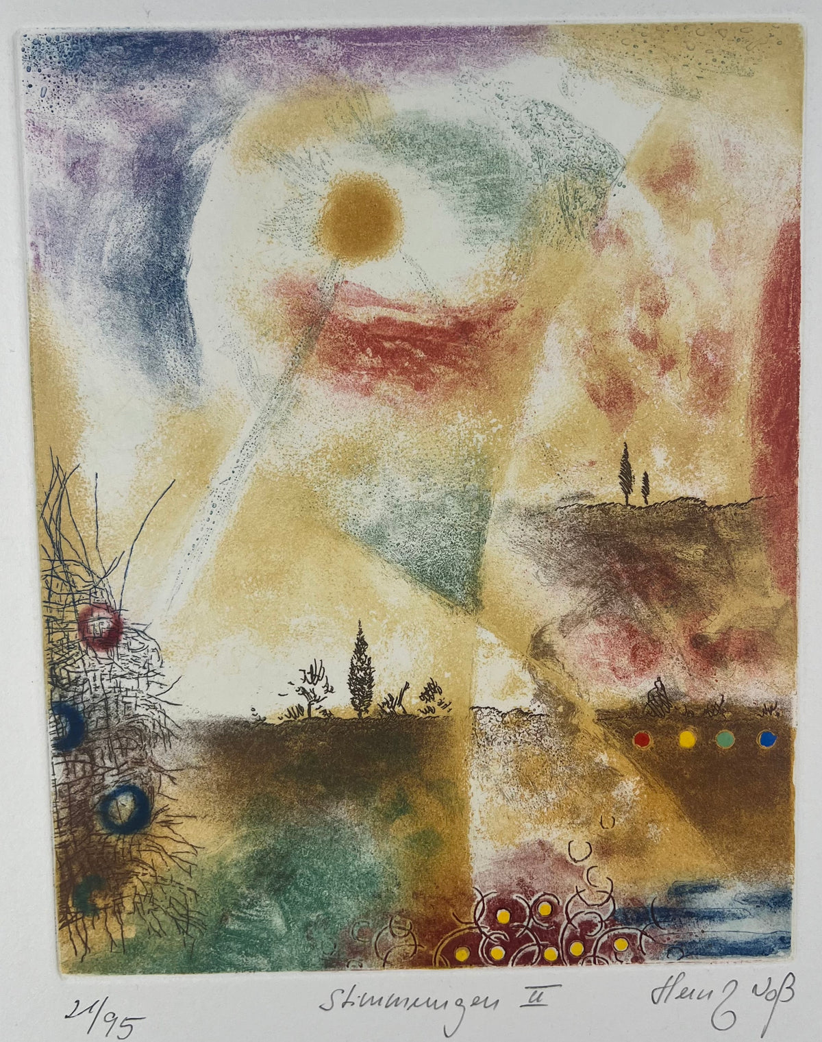 Voß, Heinz, Stimmungen II, 25 x 20cm, 21/95, Farbradierung