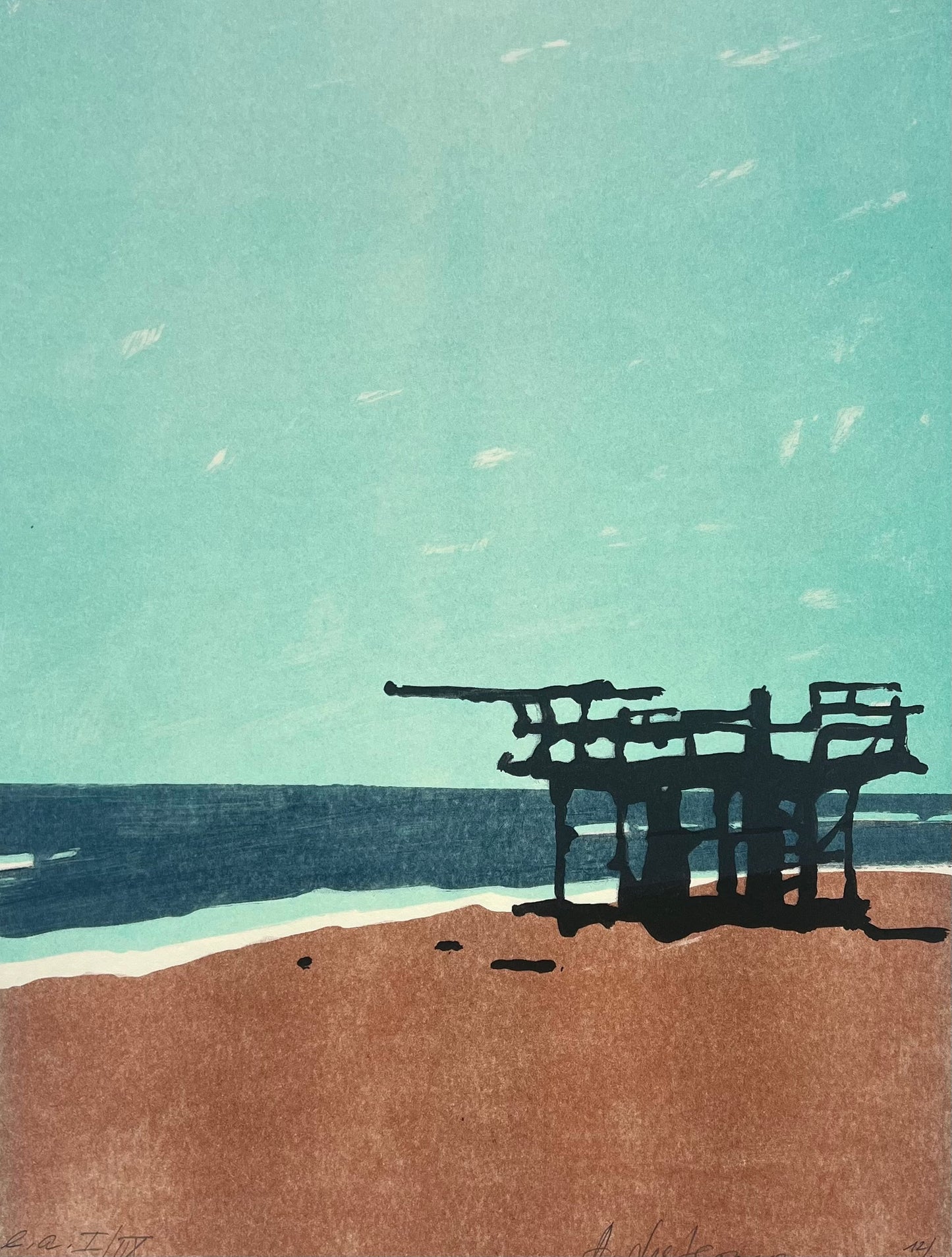 Nesterova, Anastasiya, Strandgerüst, 28 x 36,5, e.a I/VIII, Riso Print
