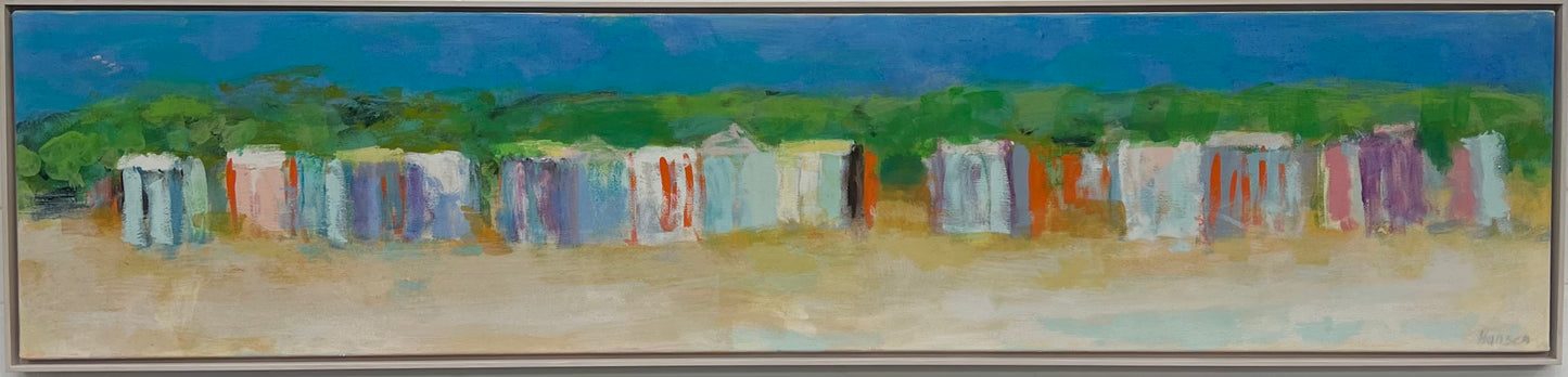 Hansen, Ulrike, Strandhäuser, 45 x 200cm, Eitempera auf Leinwand, 2026