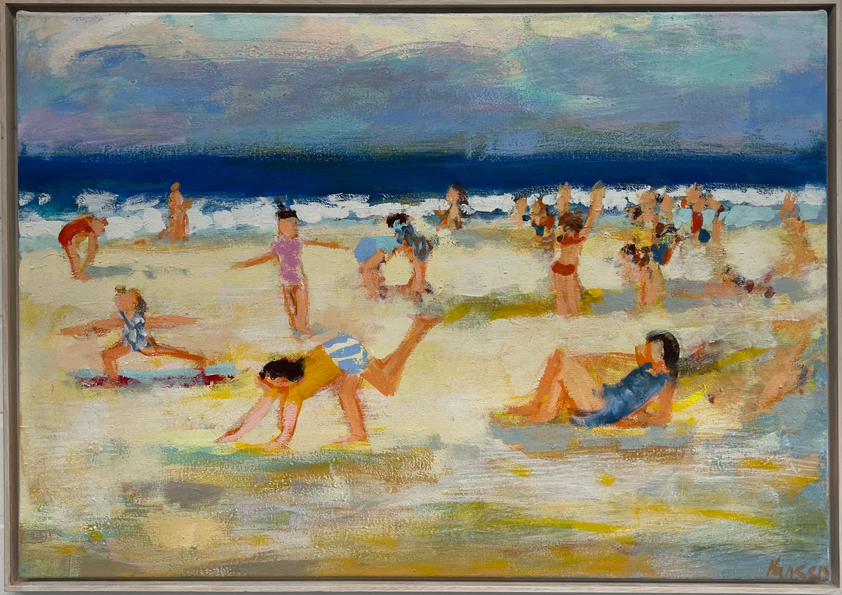 Hansen, Ulrike, Strandleben, 70 x 100cm, Eitempera auf Leinwand, 2023