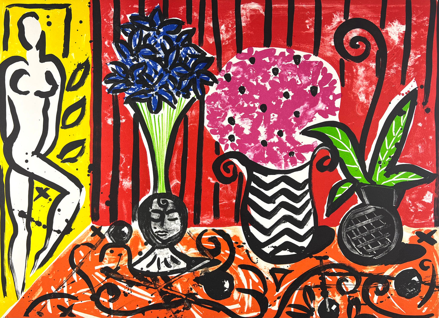 Szczesny, Stefan, Stillleben mit Blumen und Akt, 76 x 56, 111/120, Lithografie