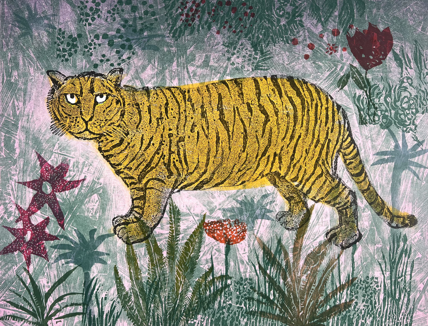 Mott-Dreizler, Gisela, Tiger, Holzschnitt, 46,5 x 59cm, 2/11, Holzschnitt