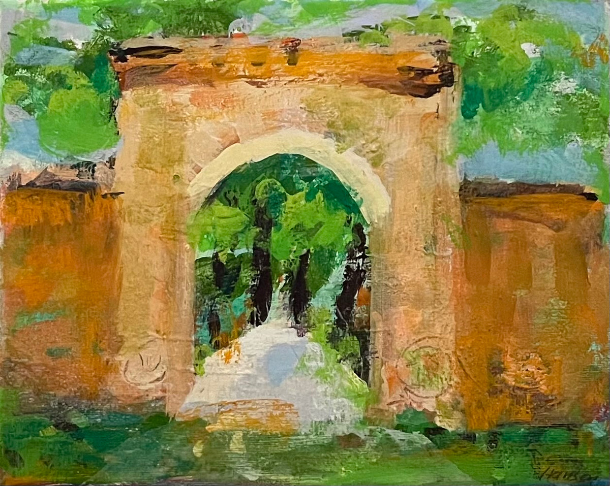 Hansen, Ulrike, Tor im Schlosspark, 24 x 30cm, Eitempera auf Leinwand, 2026
