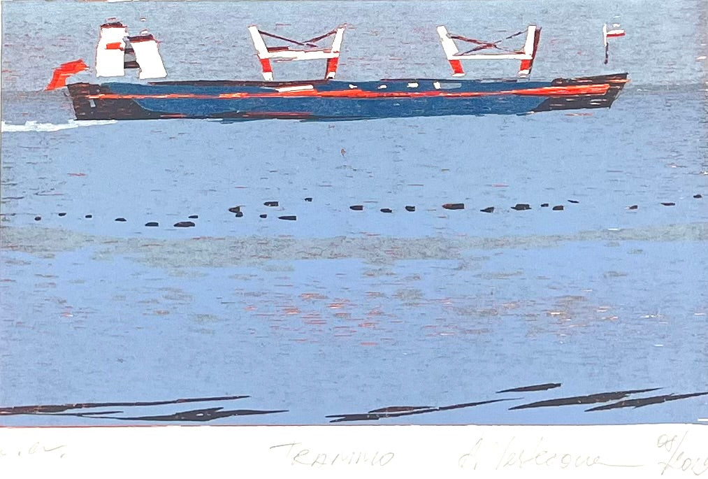 Nesterova, Anastasiya, Trammo, 40 x 30cm, e.a., Farbholzschnitt, 2019