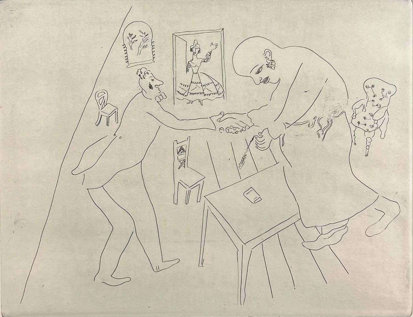 Chagall, Marc, Tschitschikows Abschied von Manilow, 23 x 29,5cm, Radierung ,1948