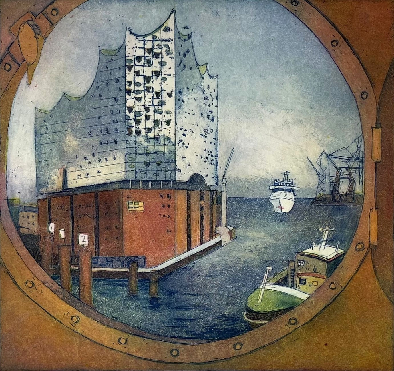 Votteler, Jutta, Elbphilharmonie, 20 x 21cm, 64/180, Farbradierung