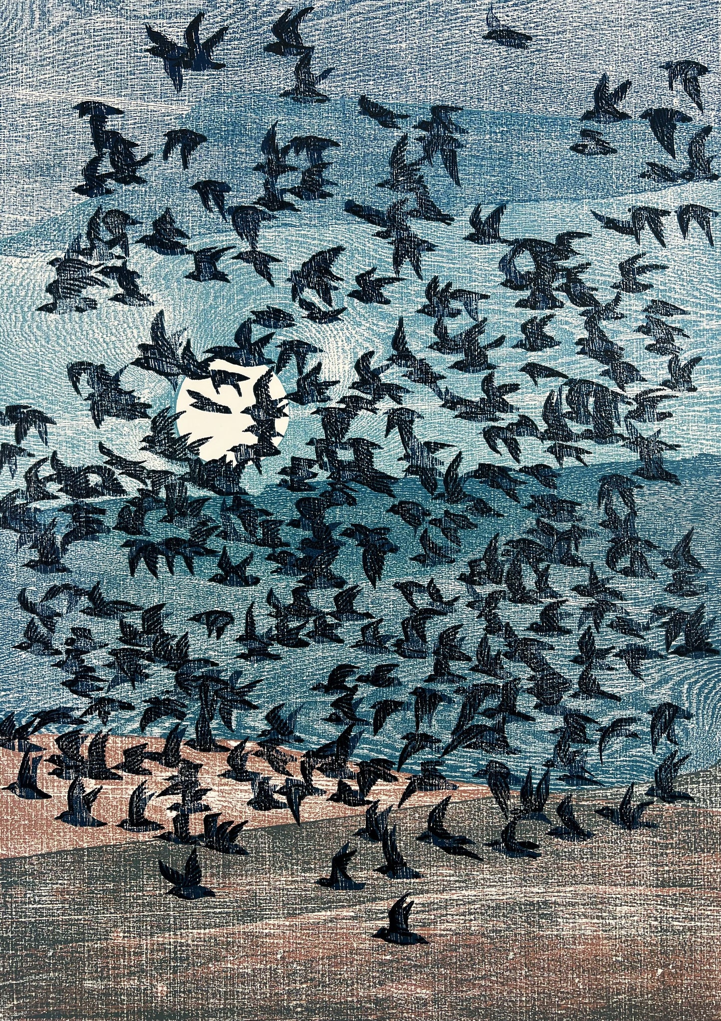Hermanns, Gerhard, Waasfrees-Kalte Sonne, 70 x 50cm, III/III, Holzschnitt, 1993