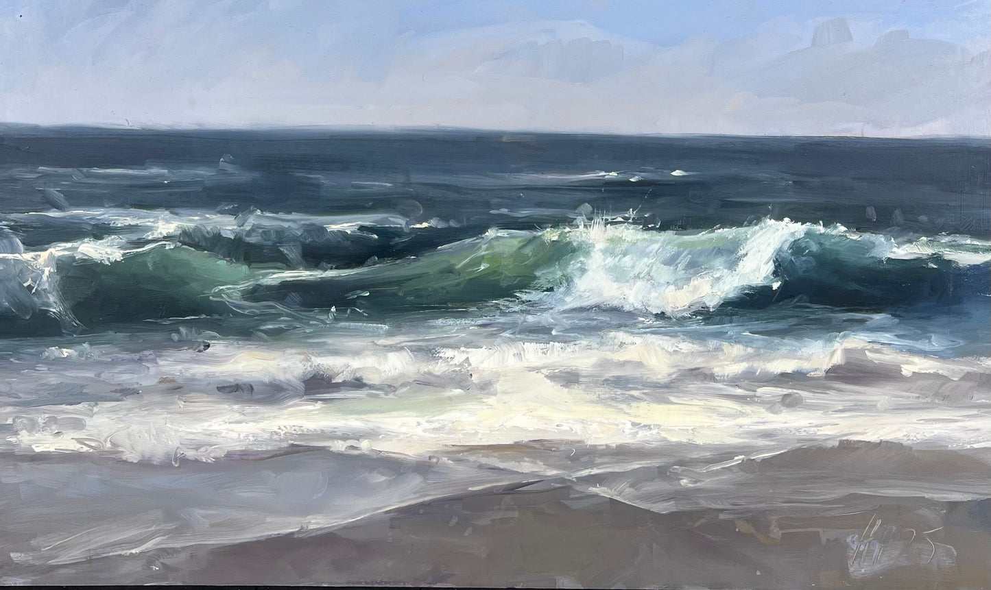 Petermann, Hanna, Wasser - Studie II, 24 x 40cm, Öl auf Hartfaser, 2025