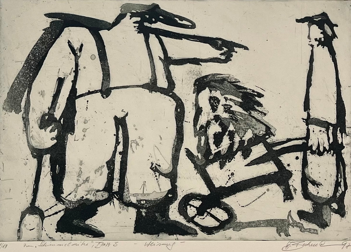 Beckmann, Otto, Weisung, 38,5 x 56cm, 4/10, Radierung, Blatt 3 aus der Schimmelreiter-Mappe