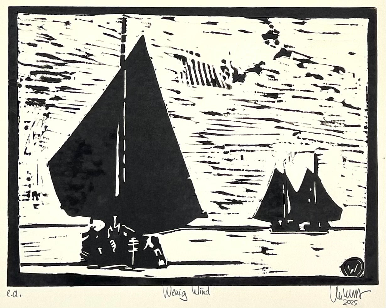 West, Ole, Wenig Wind (e.a.), 22,5x30, Holzschnitt 2025