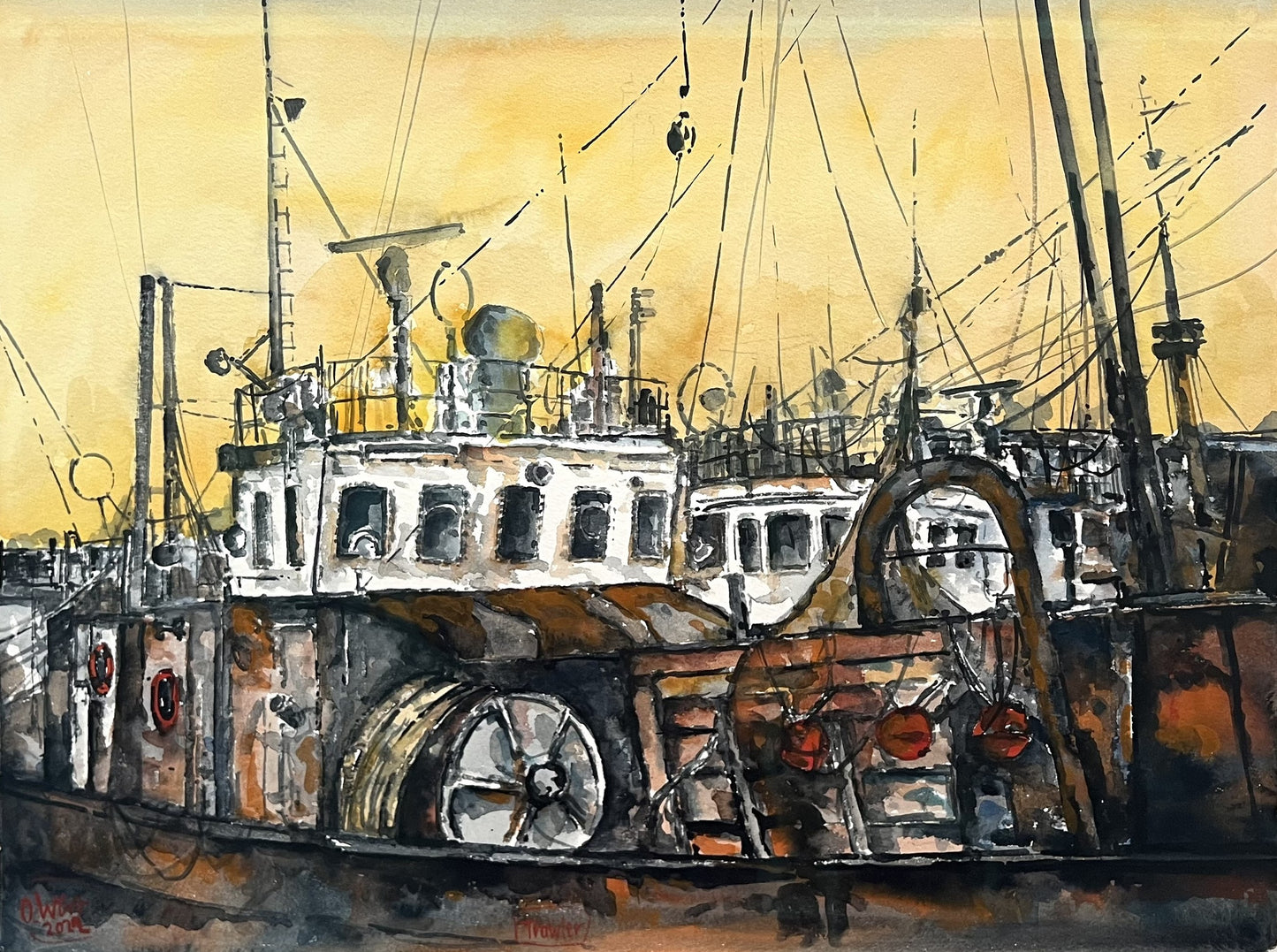 West, Ole, Trawler, 57 x 77cm, Aquarell