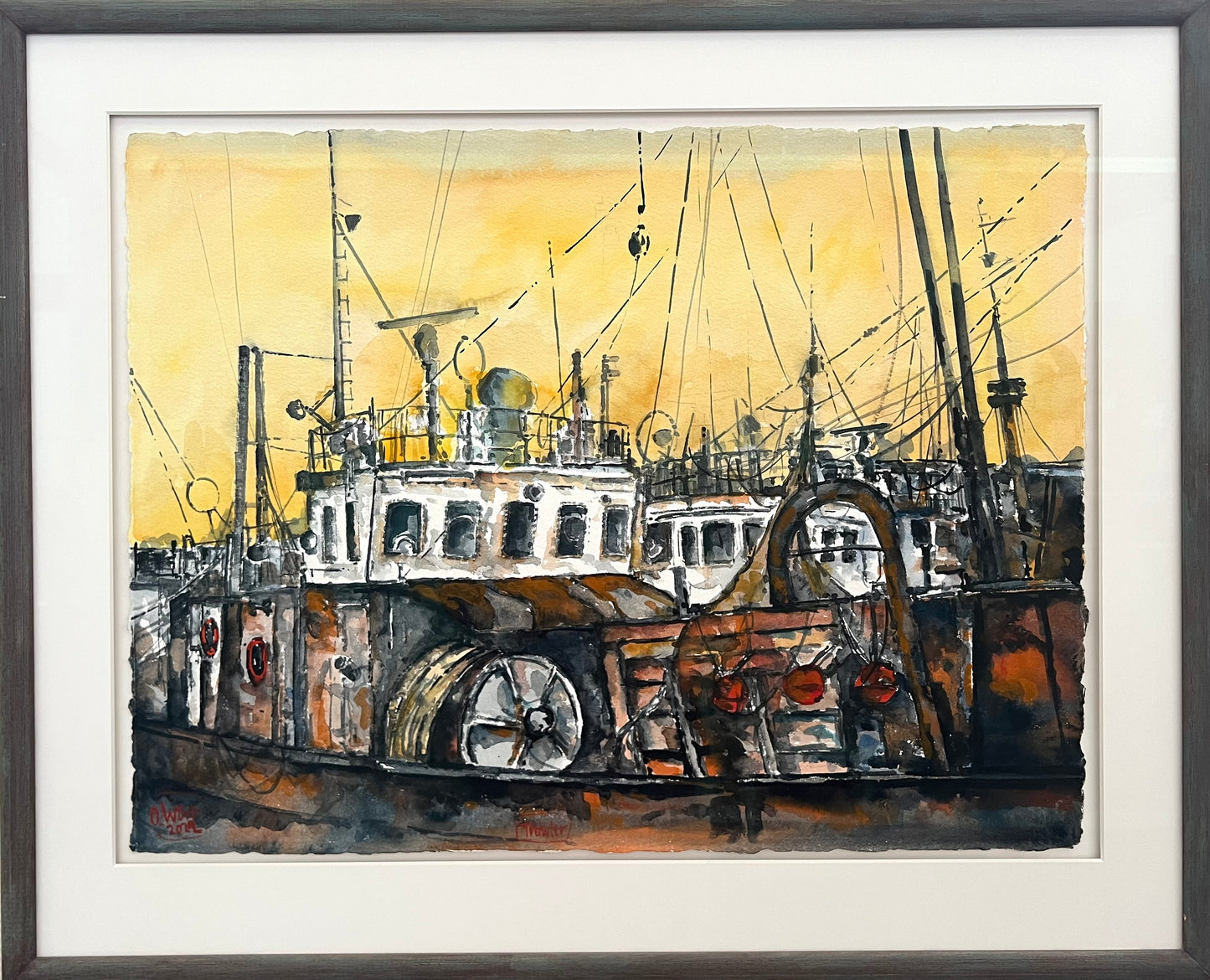 West, Ole, Trawler, 57 x 77cm, Aquarell