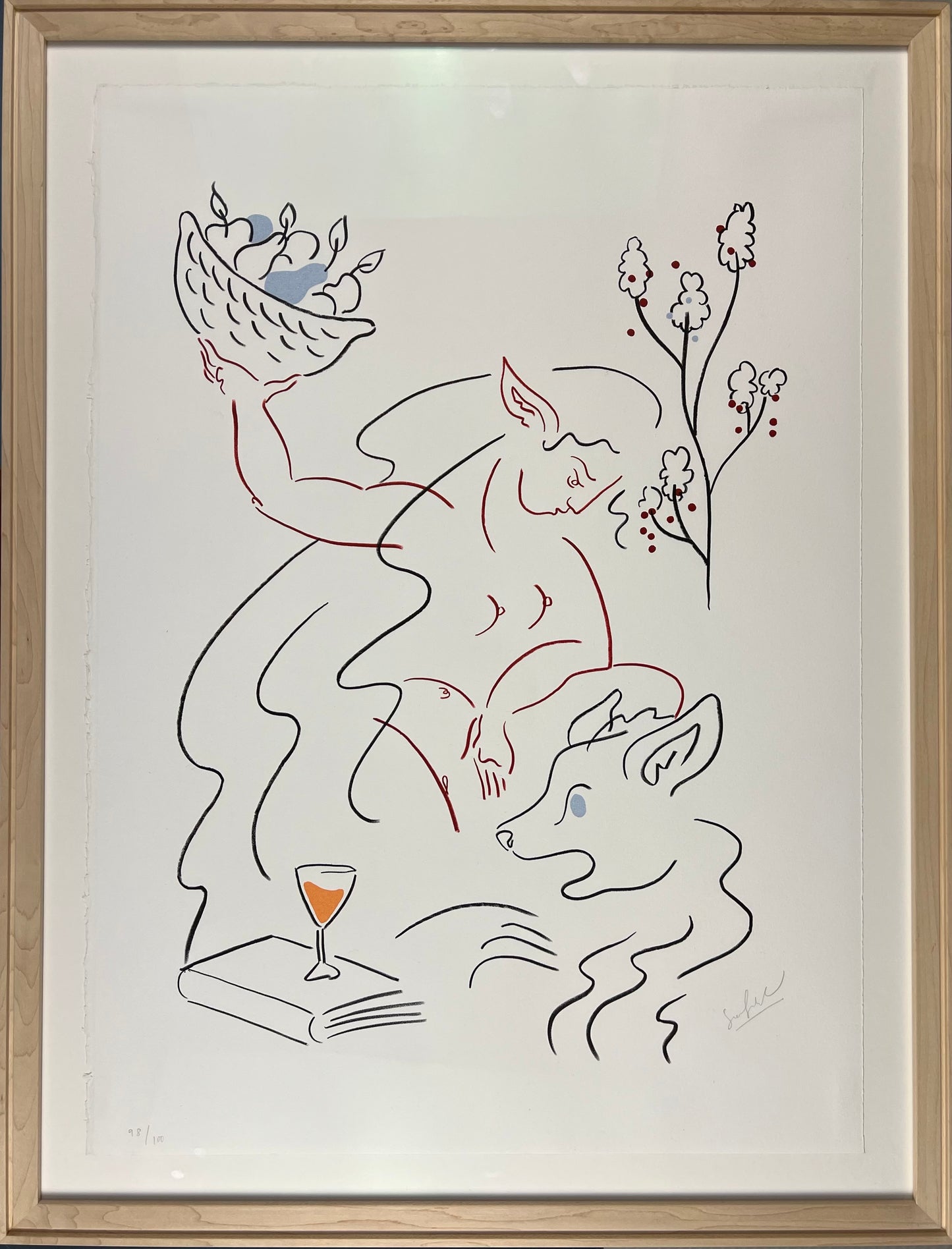 Westerberg, Sif Itona, Elfin mit Reh, 69 x 50cm, 98/100, Lithografie