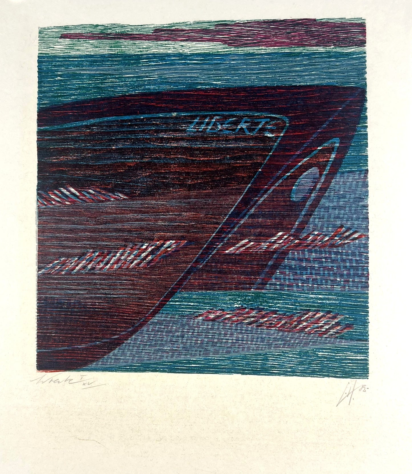 Hermanns, Gerhard, Wrack, 25 x 23,3cm, 1/15, Holzschnitt, 1985