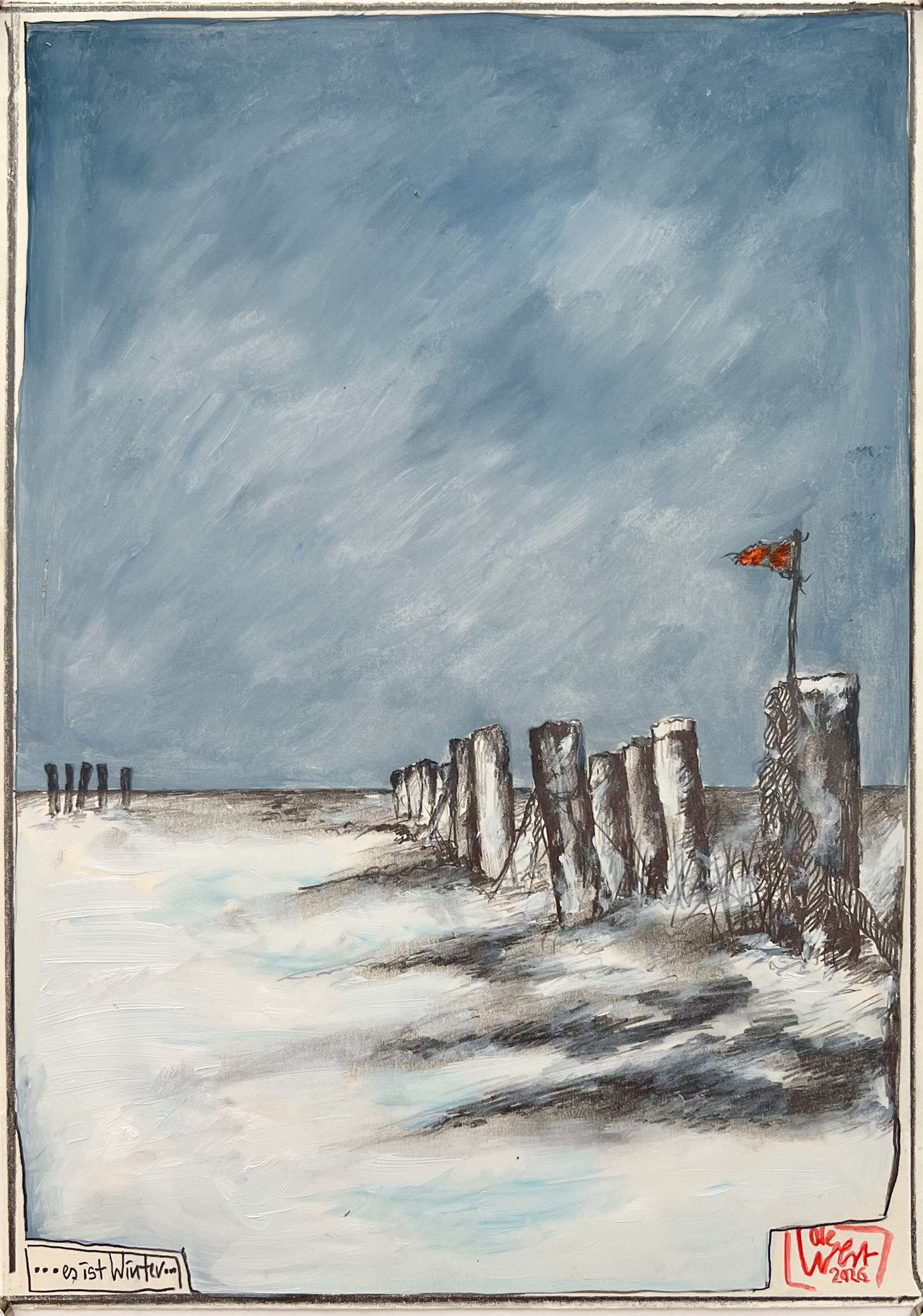 West, Ole, Es ist Winter, 29,7 x 21cm, col. Zeichnung, 2026