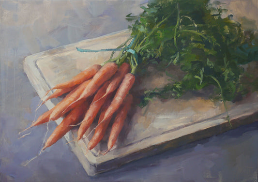 Petermann, Hanna, Bund Karotten, 37 x 52cm, Öl auf Leinwand, 2025