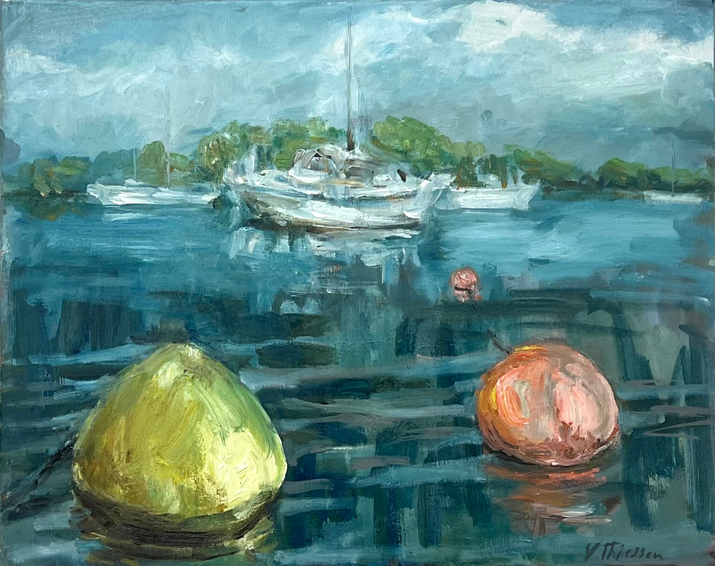 Thiessen, Vivien, Zwei Bojen, 40 x 50cm, Ölgemälde