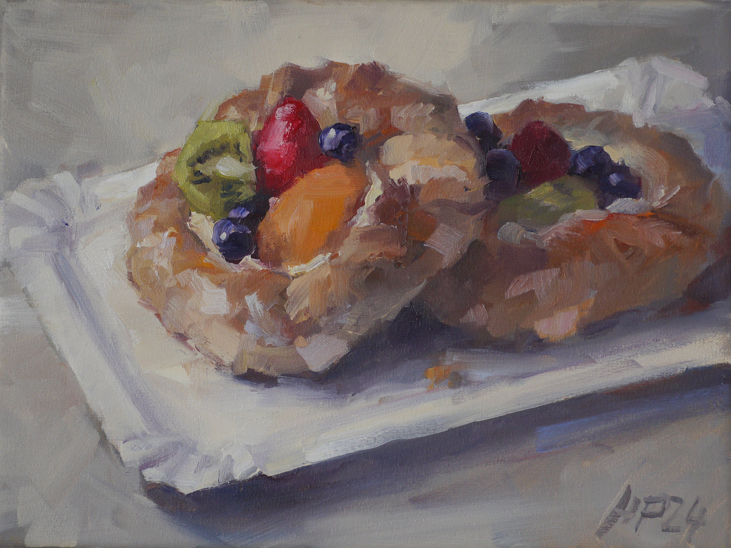 Petermann, Hanna, Obstplunder, 18 x 24cm, Öl auf Leinwand, 2024