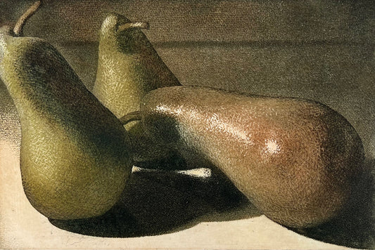 Wieland, Karl, 3 Birnen, Birnengesellschaft, 20 x 30cm, 3/35, Farbradierung, 2005