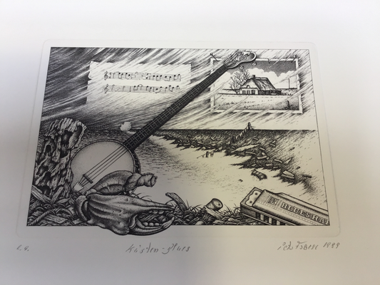 Froese, Peter, Küsten-Blues, 9 x 11,5cm, e.a., Kupferstich, 1989