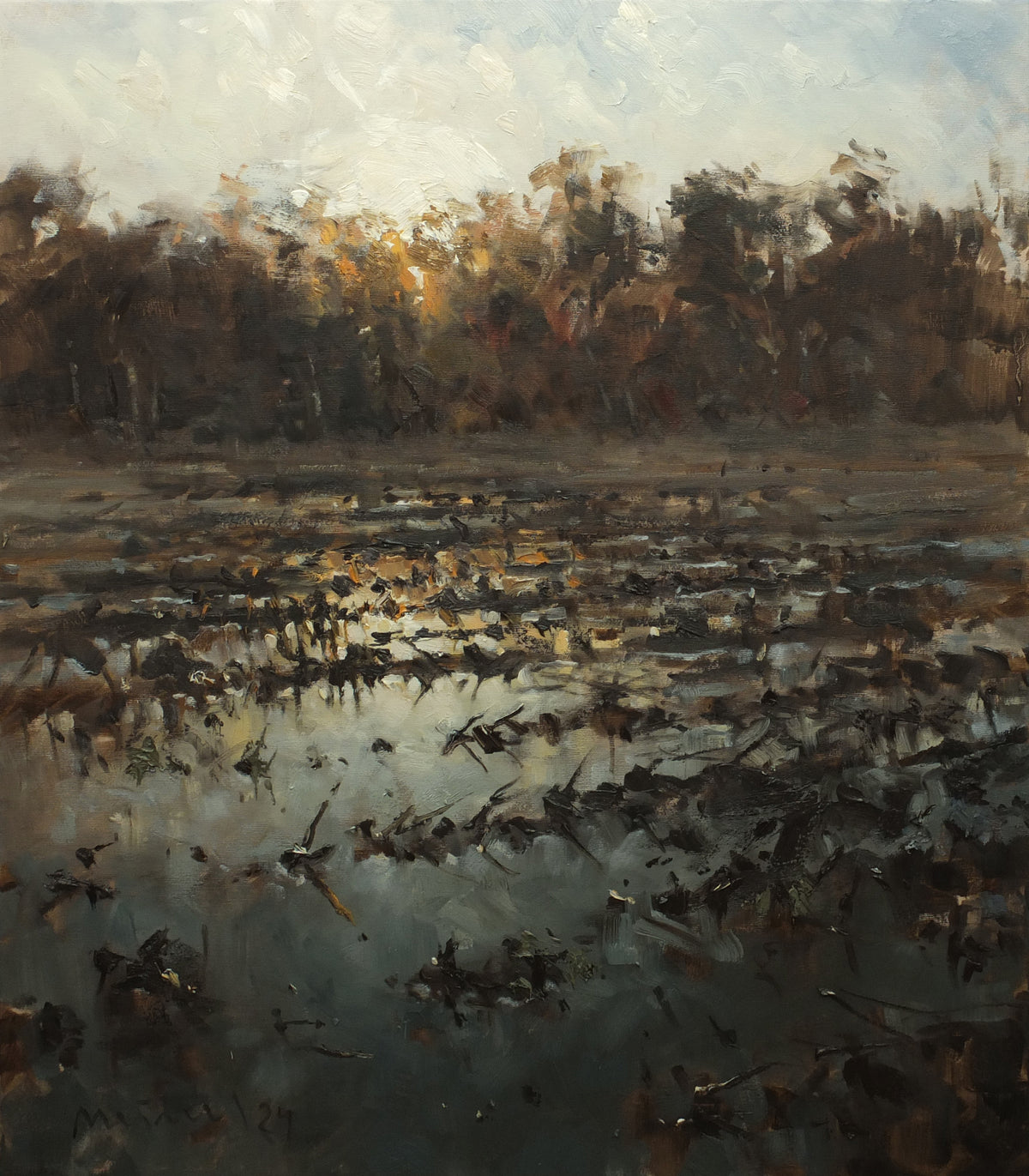 Meinel, Mathias, Ein Tag geht II, 80 x 70cm, Öl auf Leinw., 2024