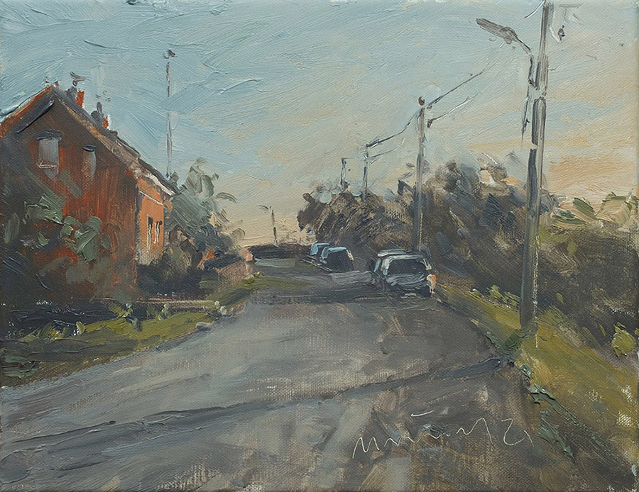 Meinel, Mathias, Altengammer Elbdeich II, 24 x 30cm, Öl auf Leinw., 2021