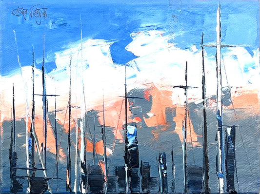 Tegtmeier Claus, Abend im Hafen, 18 x 24cm, Öl auf Leinwand