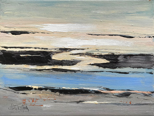 Tegtmeier, Claus, Abendwatt, 18 x 24cm, Öl auf Leinwand