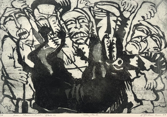 Beckmann, Otto, Aberglaube, 38,5 x 56cm, 1/10, Radierung, Blatt 12 aus der Schimmelreiter-MappeBeckmann