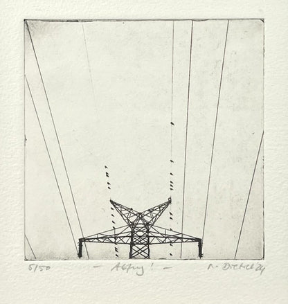 Dietrich, Nadine, Abflug, 10 x 10cm, 5/50, Photopolymer Etching