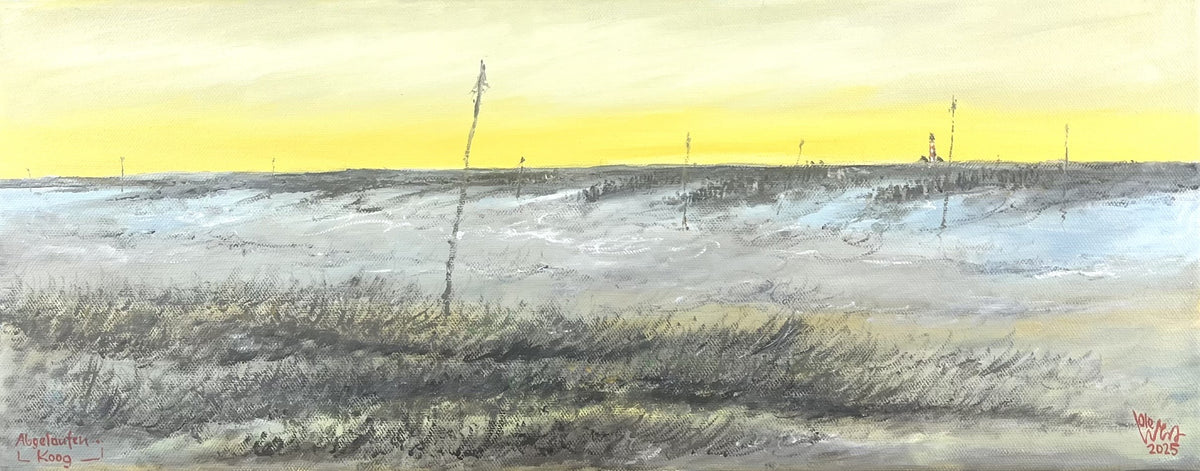 West, Ole, Abgelaufen - Koog, 20 x 50cm, Ölgemälde