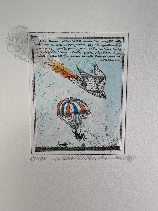 Leutheuser,  Walter W., Absprung, 9 x 8cm, 83/100, Radierung, 1983