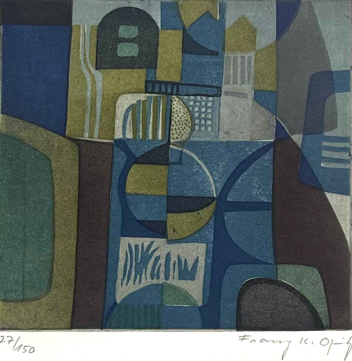 Opitz, Franz Karl, Abstrakt-Konstruktiv II, 19 x 20cm, 27/150, Farbaquatintaradierung