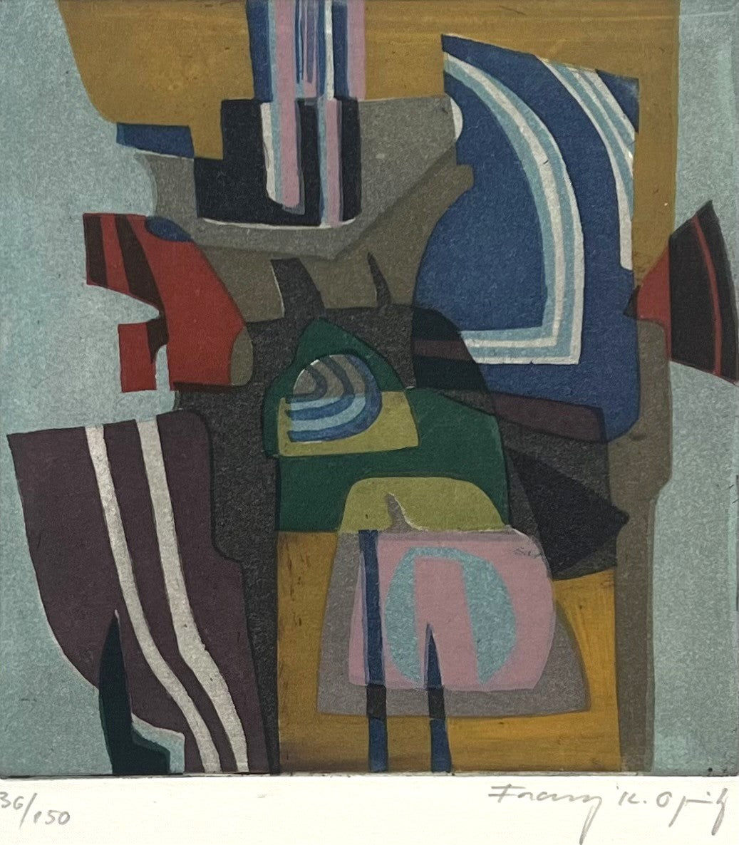 Opitz, Franz Karl, Abstrakt-Konstruktiv I, 19,5 x 18,8cm, 36/150, Farbaquatintaradierung
