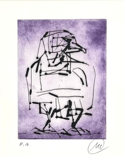 Lüpertz, Markus, Adler violett, 20 x 15cm, e.a., 2009, Kaltnadelradierung