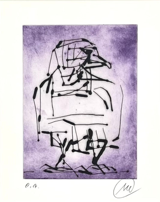 Lüpertz, Markus, Adler violett, 20 x 15cm, e.a., 2009, Kaltnadelradierung