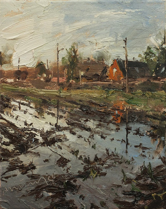 Meinel, Mathias, Am Deich, 30 x 24cm, Öl auf Leinw., 2026