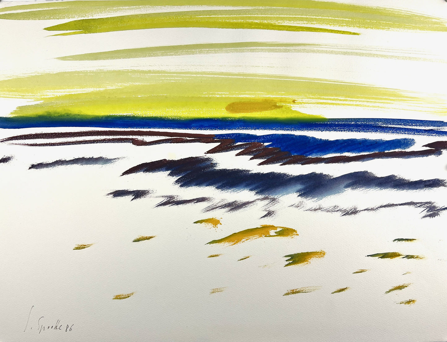 Sprotte, Siegward, Am Strand, 46 x 61cm, Gouache auf Bütten