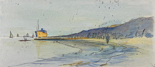 Werkmeister, Wolfgang, Am Ufer (Das kleine Format), 9 x21cm, Radierung, 1993