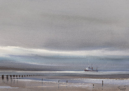 Maneis, An der Küste, 51 x 70cm, Aquarell auf Bütten, 2019