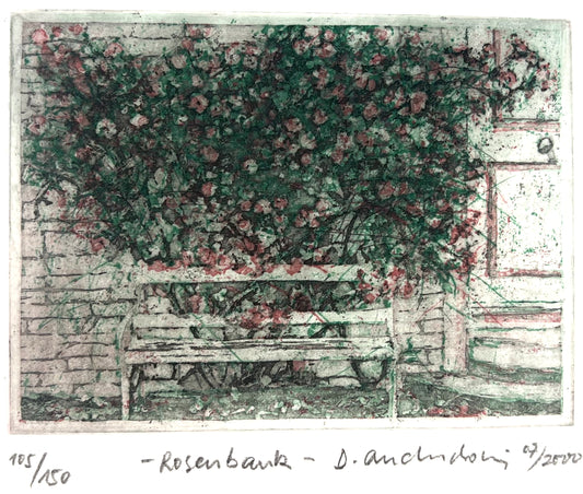 Andruchowicz, Dietlinde, Rosenbank, 9,7 x 12cm, 105/150, Radierung