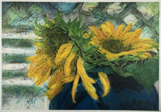 Andruchowicz, Dietlinde, Sonnenblumenblumen, 41,5 x 59,6cm, 121/150, Radierung