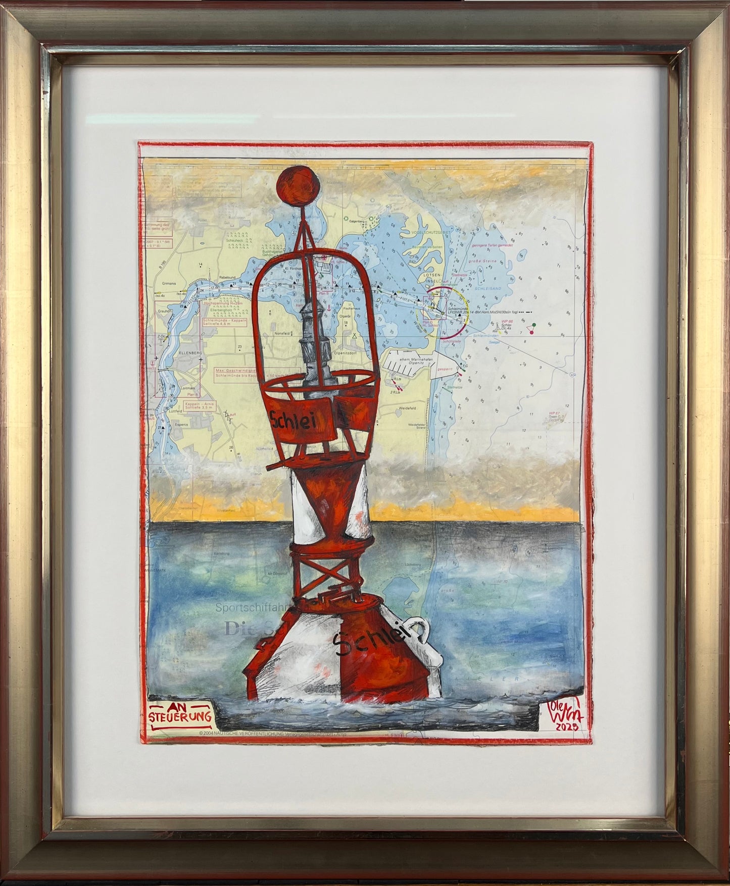 West, Ole, Ansteuerung, 40x30, Mischtechnik, 2025