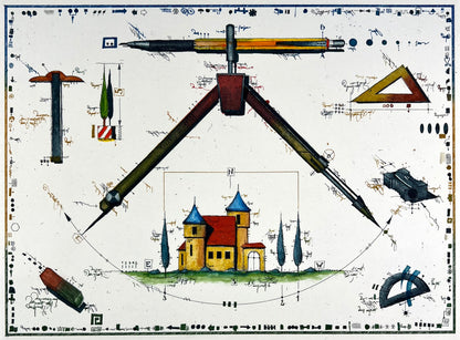 Hunt, Leslie, Architektentraum, 48 x 52cm, 72/100, Farbradierung