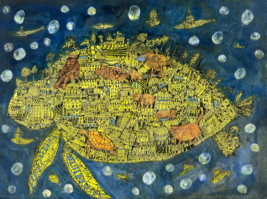 Leiß, Hans-Ruprecht, Atlantis, 37 x 49,4cm, 1/50, Farbstift, Gouache, Litho, 2025