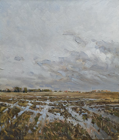 Meinel, Mathias, Auf Eiderstedt III, 70 x 60cm, Öl auf Leinwand, 2022