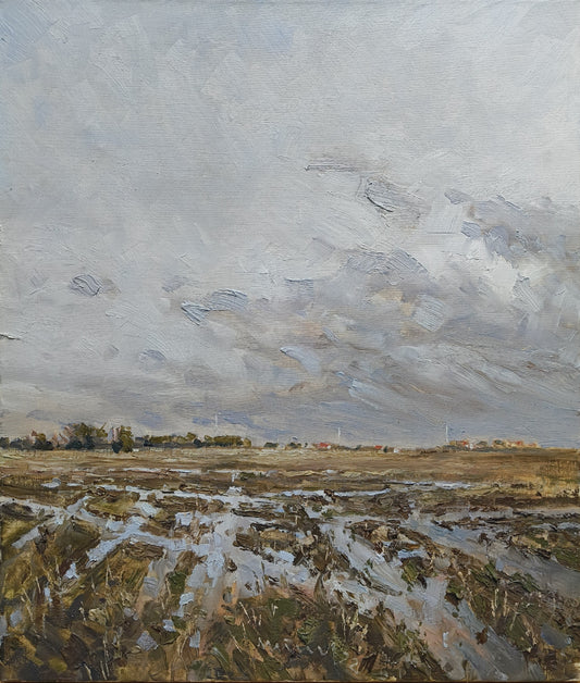 Meinel, Mathias, Auf Eiderstedt III, 70 x 60cm, Öl auf Leinwand, 2022