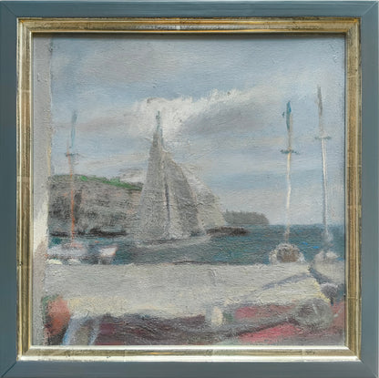 Feyen, Harald, Auslaufendes Schiff, 32 x 31cm, Ölgemälde