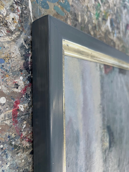 Feyen, Harald, Auslaufendes Schiff, 28 x 27cm, Ölgemälde